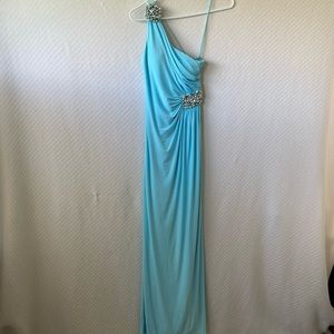 Cache One-Shoulder Aqua Eve Gown- 2